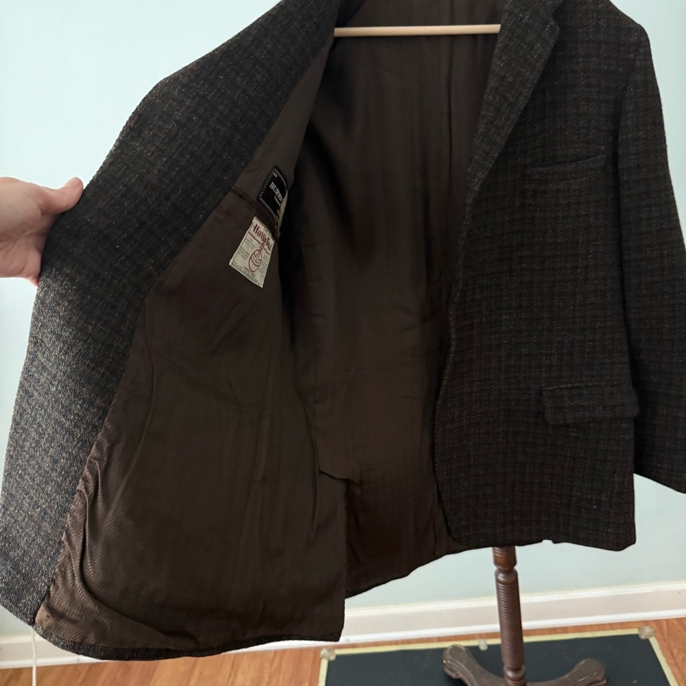 Vintage 1960s Burton Tailored Harris Tweed Blazer Jacket Pure Scottish Wool XL - Picture 11 of 16